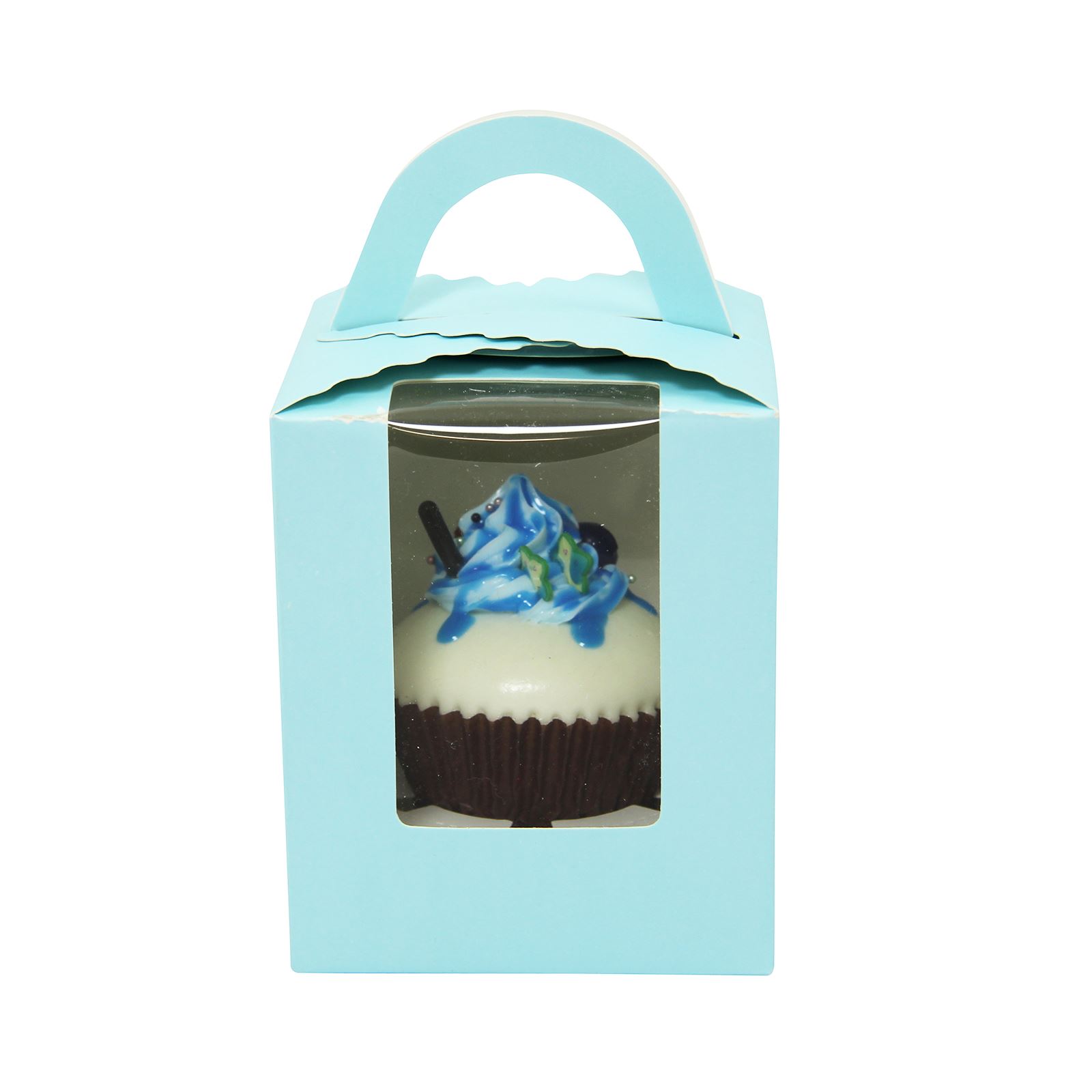 Large Coloured Single Cupcake Boxes with Window and Handle! Pastel Muffin eBay