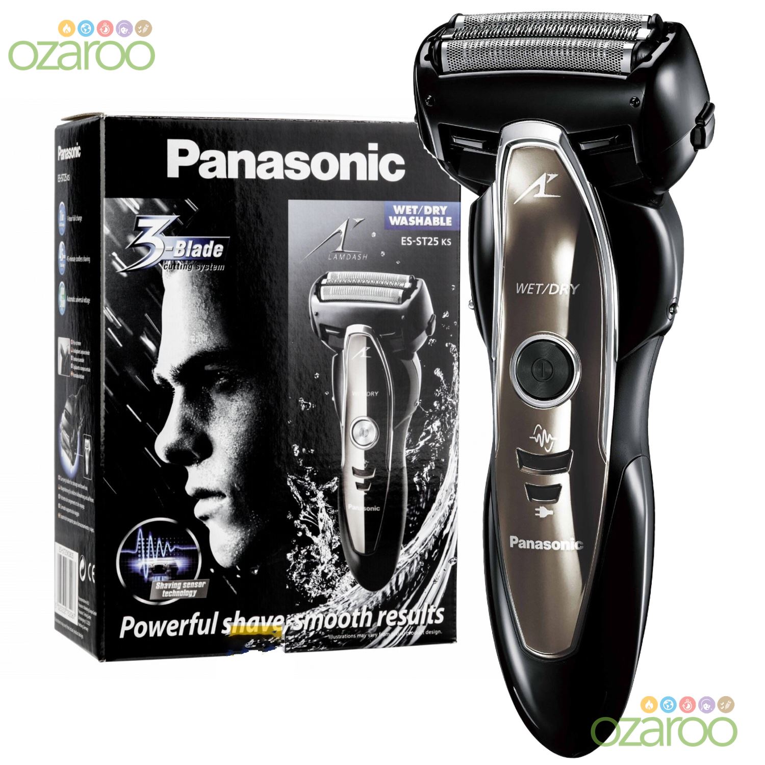 Panasonic ES ST25 Mens 3 Blade Dual Wet Dry Stubble Shaver Razor ...