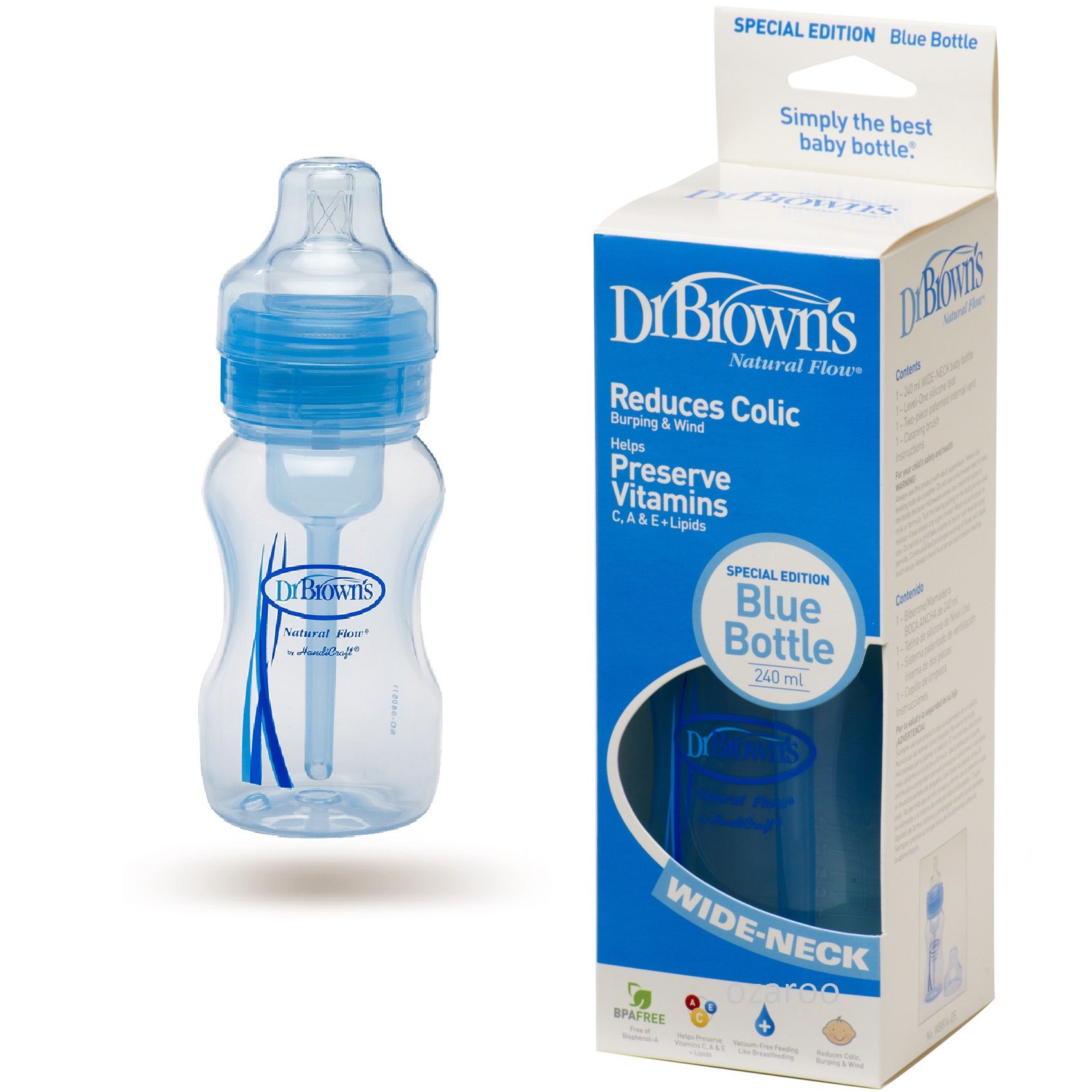 dr browns special edition 8oz 240ml wide neck baby boys feeding bottle blue ebay dr browns special edition 8oz 240ml wide neck baby boys feeding bottle blue ebay