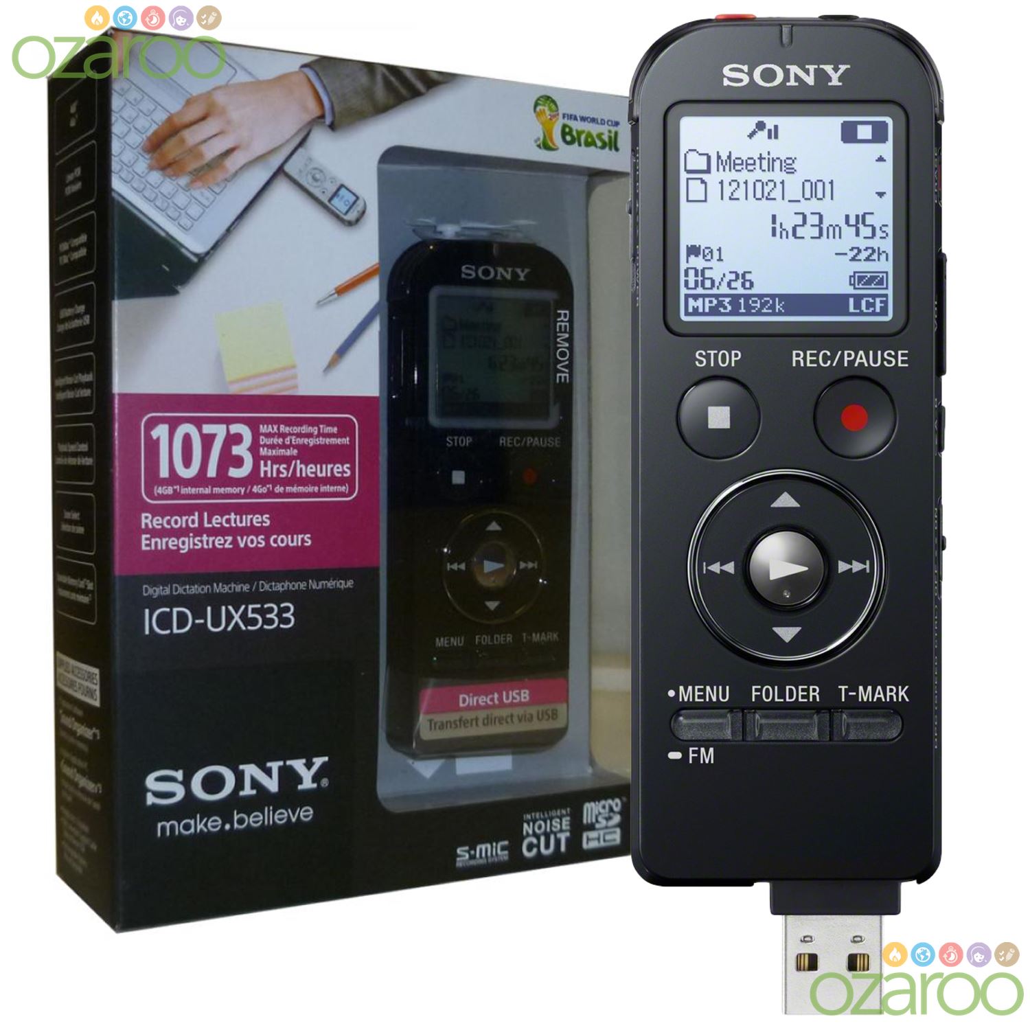 NEW! Sony 4GB Digital Dictaphone MP3 Flash Voice IC Recorder & USB
