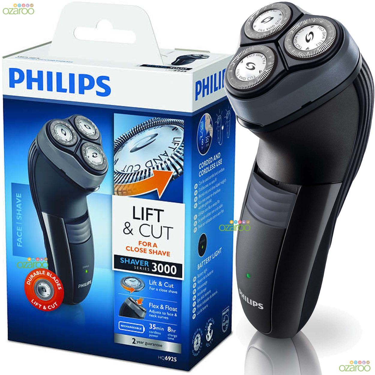 Philips Mens Rechargeable Cordless DRY Face Electric Shaver Clipper