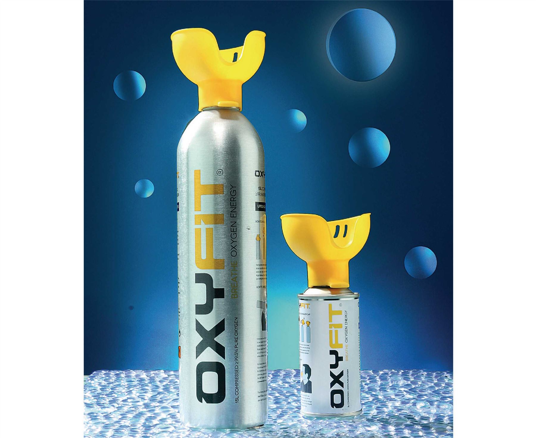 OxyFit 2L 2 Cans Compressed Pure Oxygen Inhaler Cap First Aid Stress