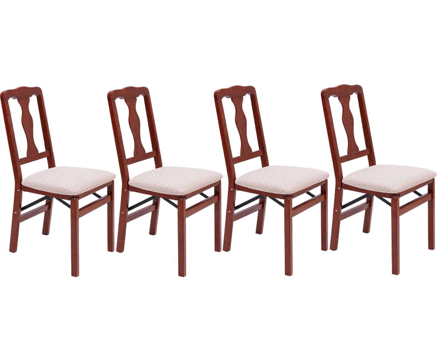 Set Of 4 Queen Anne Folding Chair Mahogany Dining Furniture Solid Wood