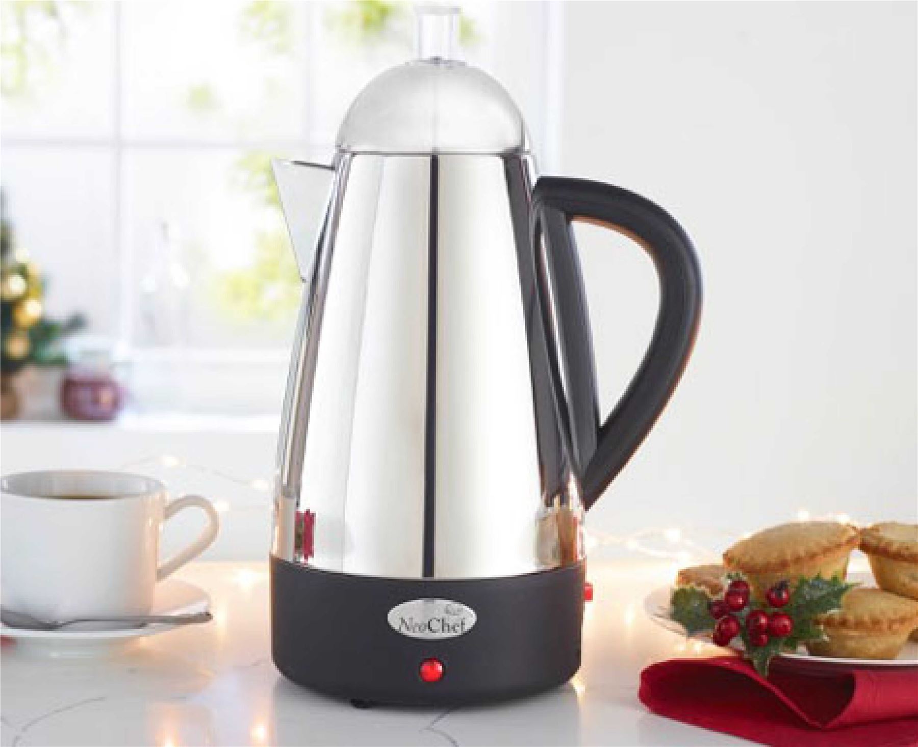 Coffee Percolator Maker Electric Cordless Stainless Steel 1.7l Easy