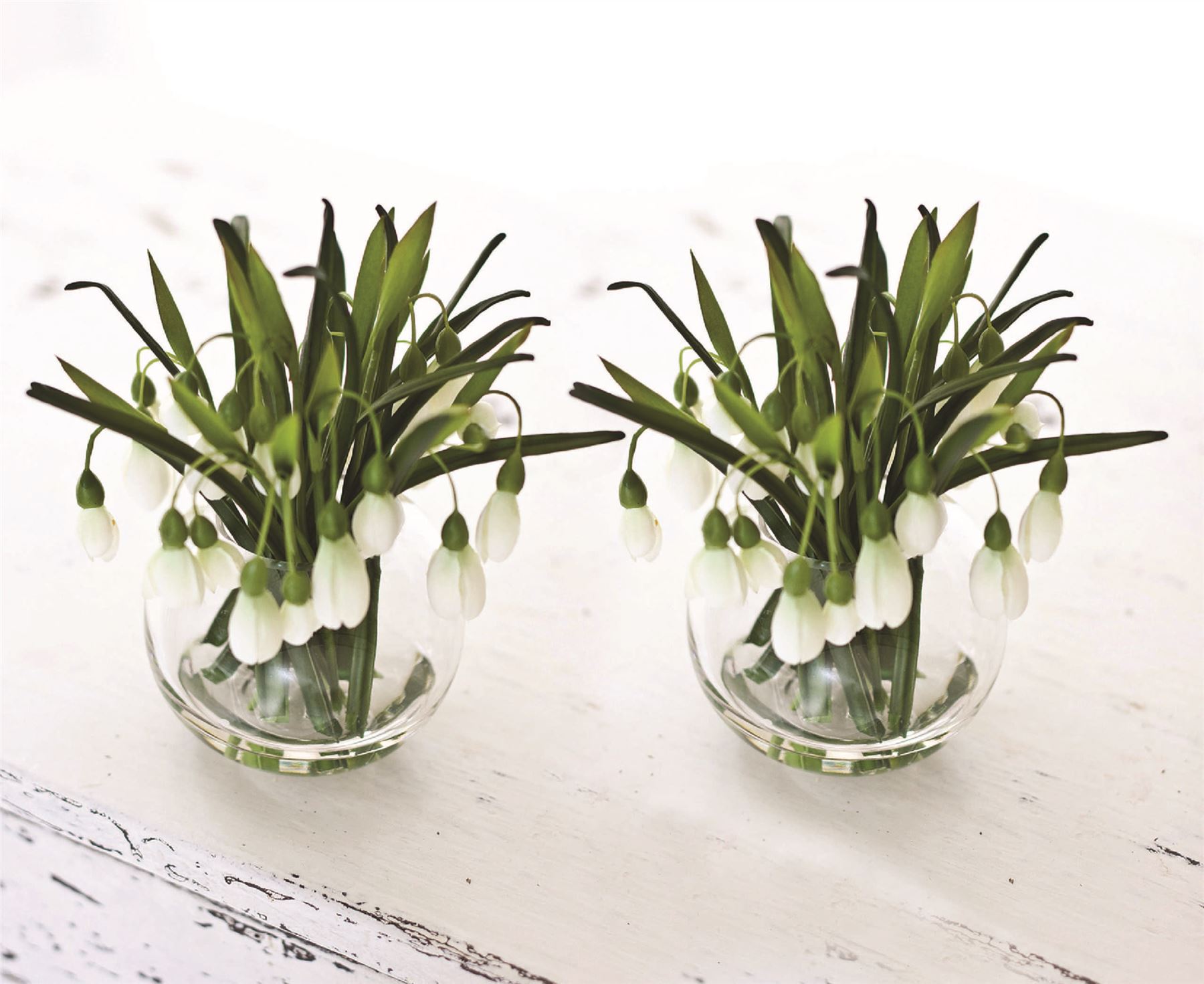 Bloom Set Of 2 Snowdrop Arrangements Home Decoration Artificial Silk Flowers