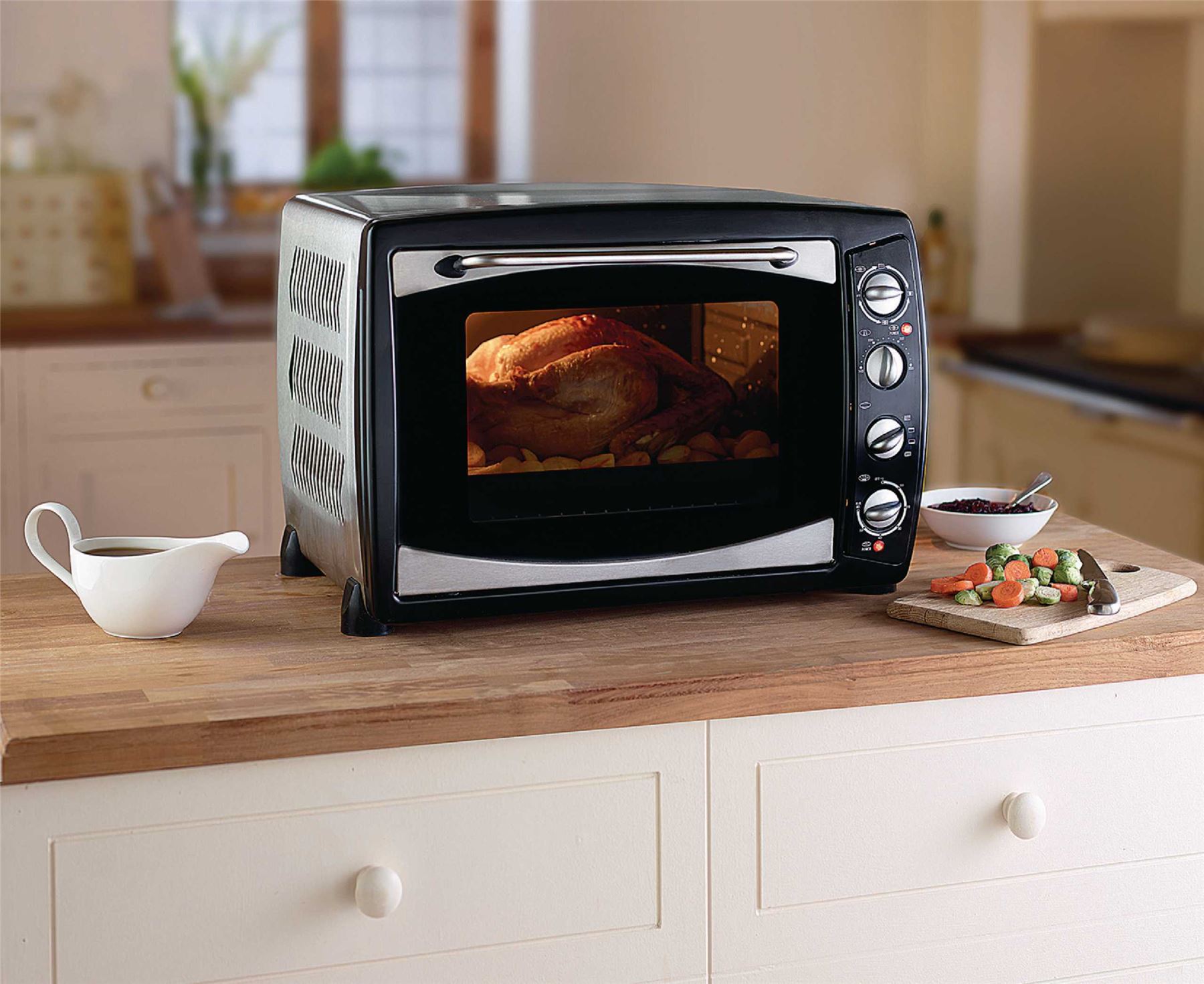 Compact Oven With Two Ring Hob 50 Litre Convection Grill Toaster Cooker
