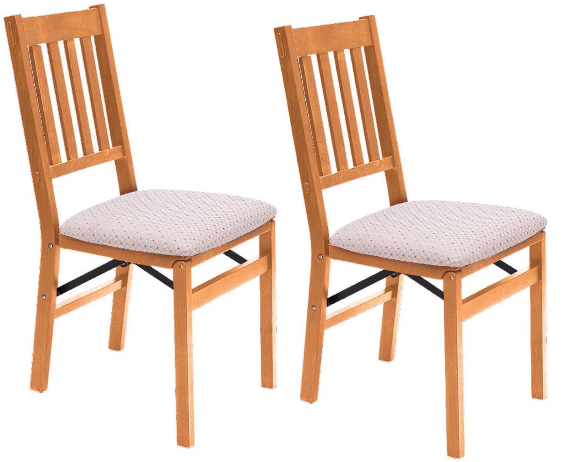 Arts And Crafts Folding Dining Chairs 2x Solid Hardwood Frame Cushioned