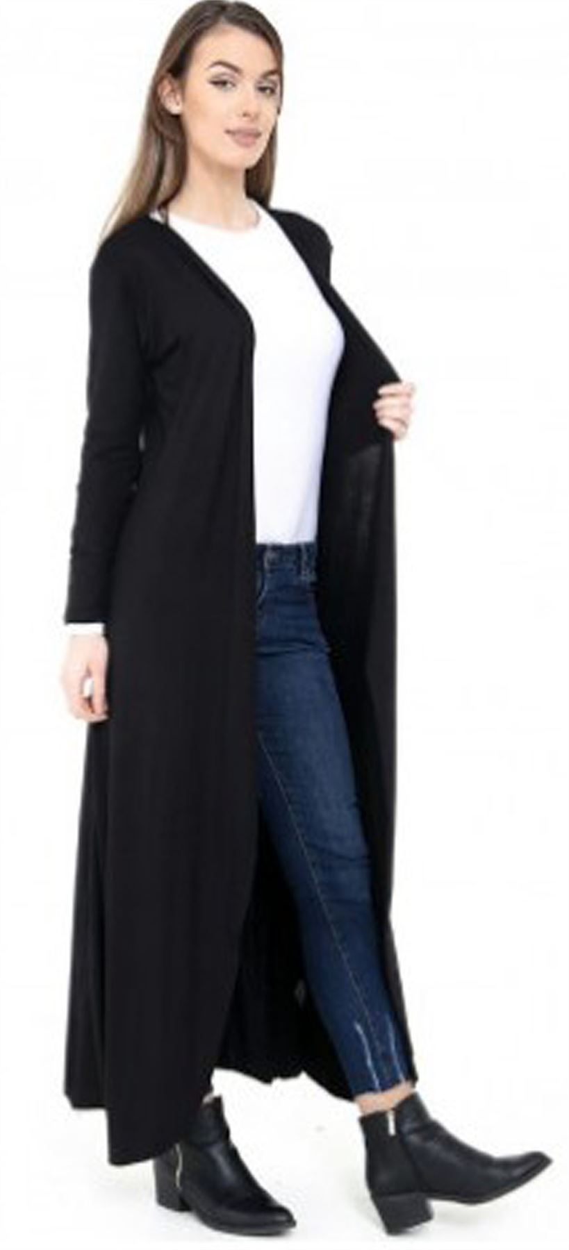 New Ladies Womens Open Panelled Long Sleeves Longline MAXI Boyfriend