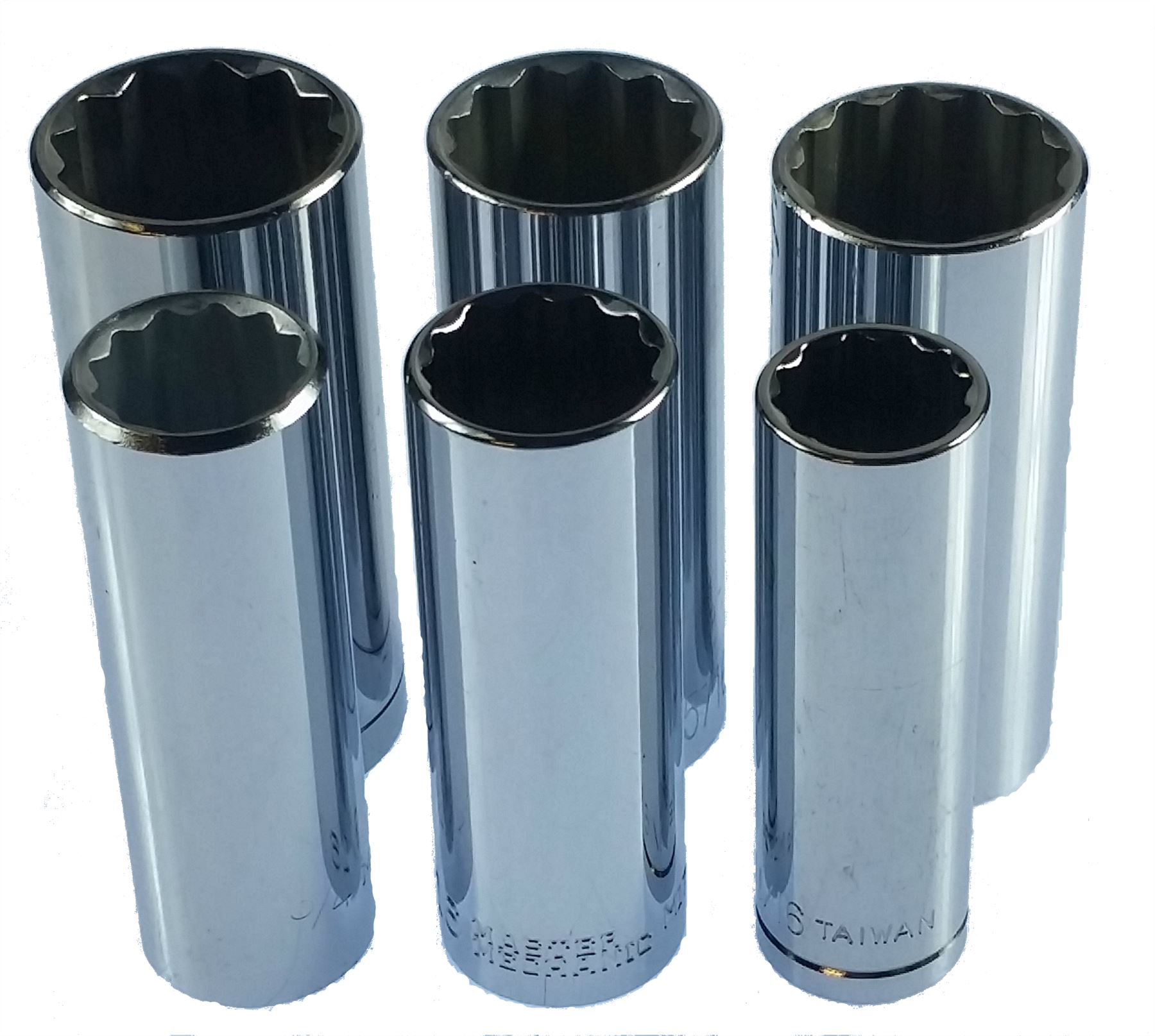 6pc 1/2" Dr. SAE 12pt Deep Well Socket Set 1" 15/16" 11/16" 13/16" 3/4