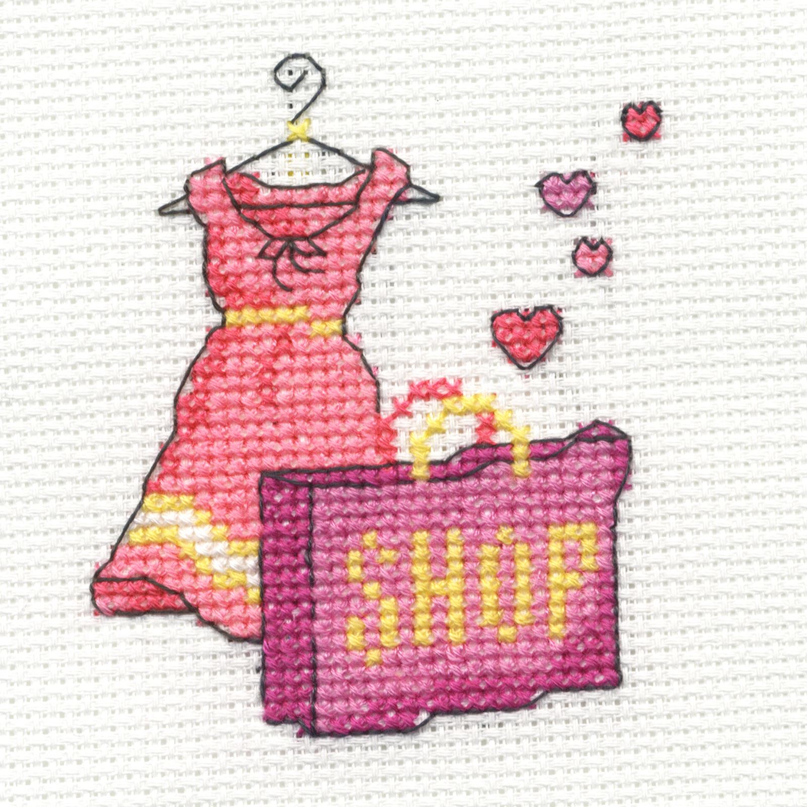 DMC Mini Cross Stitch Kits Pink Ribbon Foundation Hearts, Cupcakes