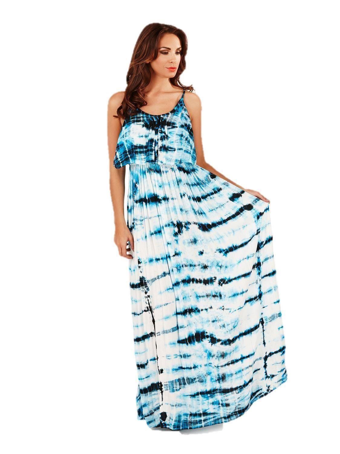 maxi dress long size 8 10 12 14 16 18 20 22 beach tie dye