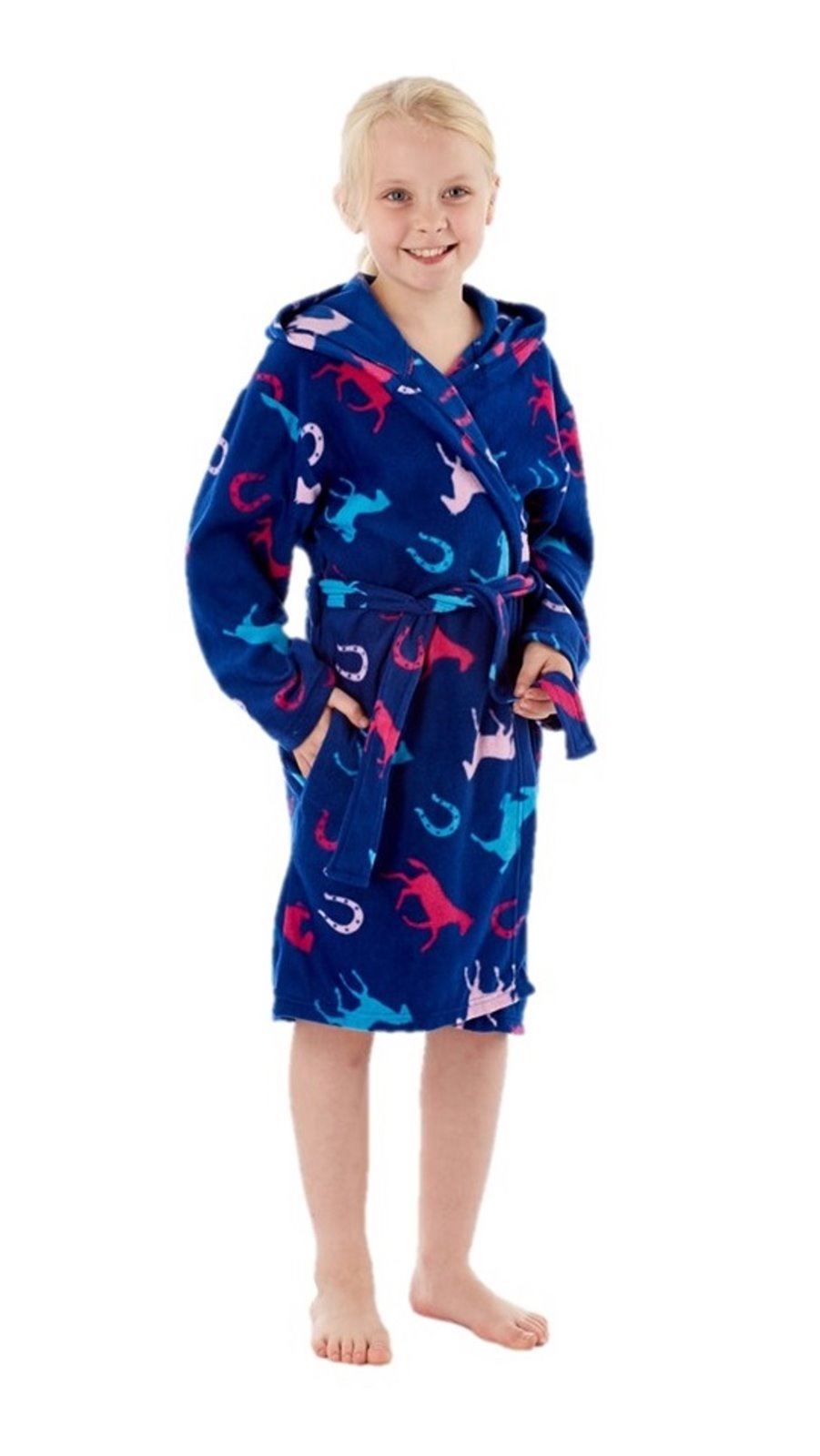 Girls Horse Bath Robe Fleece Dressing Gown Age 7 8 9 10 11 12 13 In