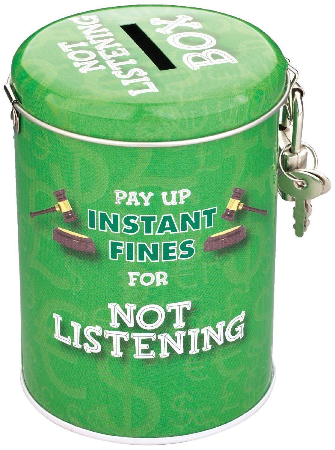 Novelty Gifts Fine Tin Swear Box Money Saving Piggy Bank Lock & Key Reusable eBay