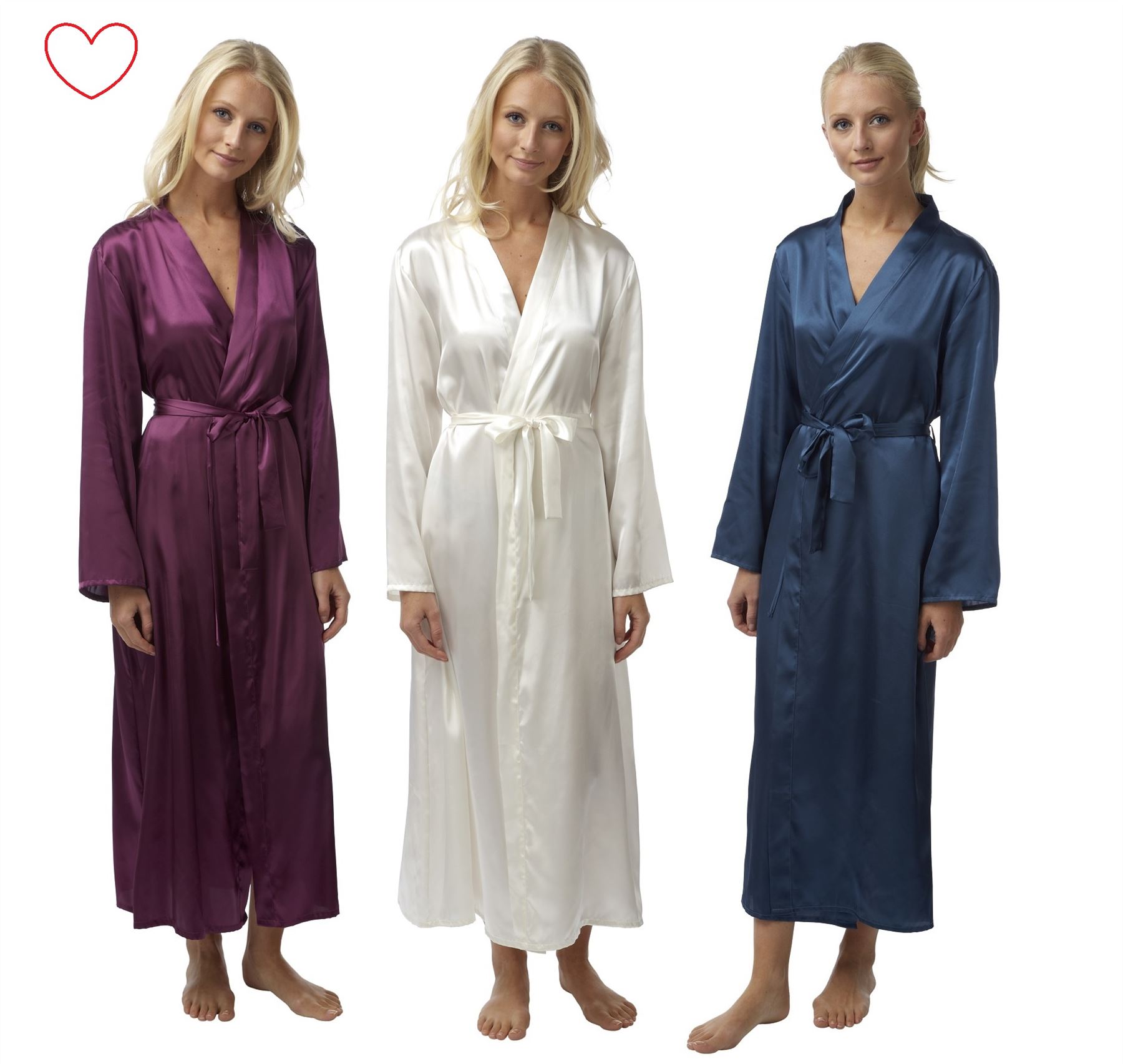 Ladies Long Satin Robe Wrap Deep Lace Plus Size Nightwear Sleepwear eBay