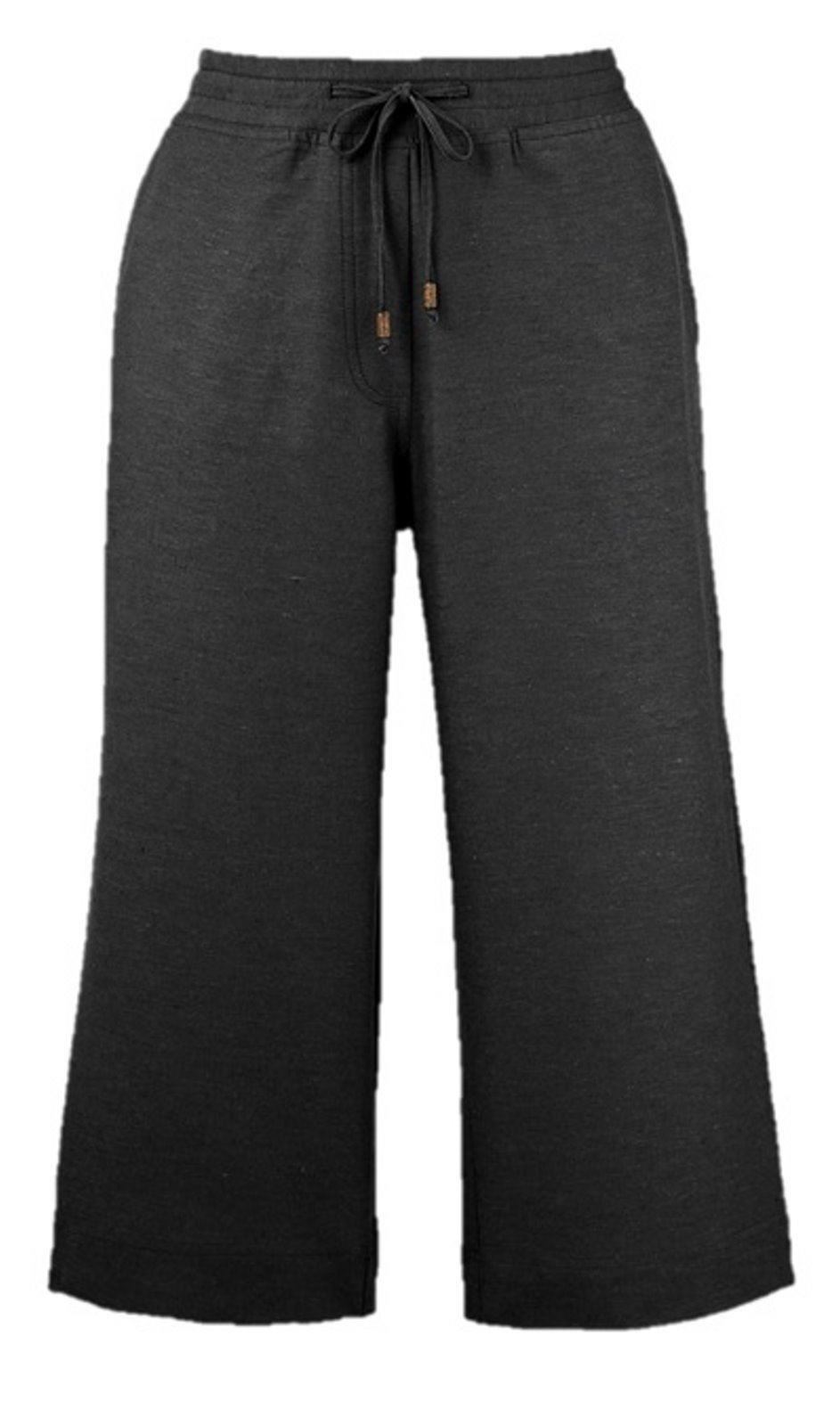 Ladies Womens Plus Size Linen 3/4 Trousers Crop Pants Casual Bottoms