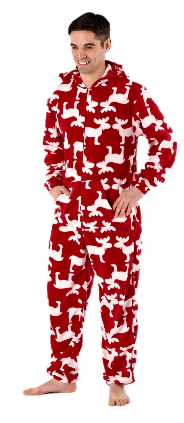 Mens Onesie One Piece Pajama Pyjamas All In One Romper Moose eBay