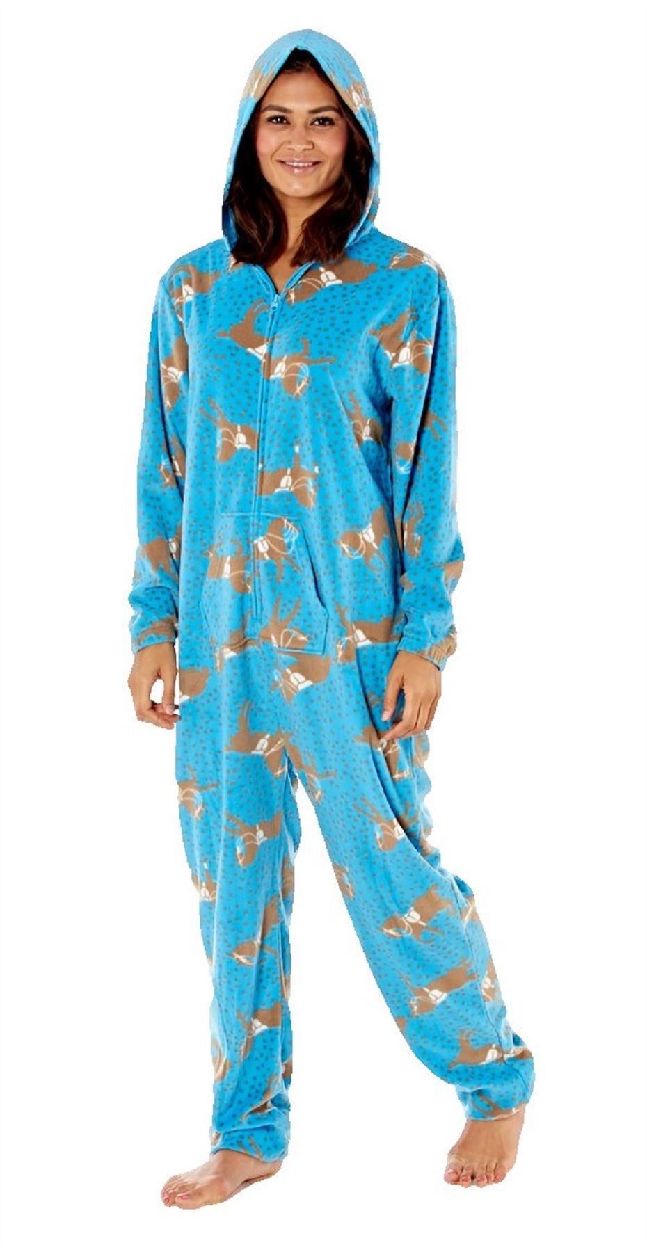 Womens Ladies Fleece Horse Onesie Sleepwear Nightwear Pyjamas Pajama