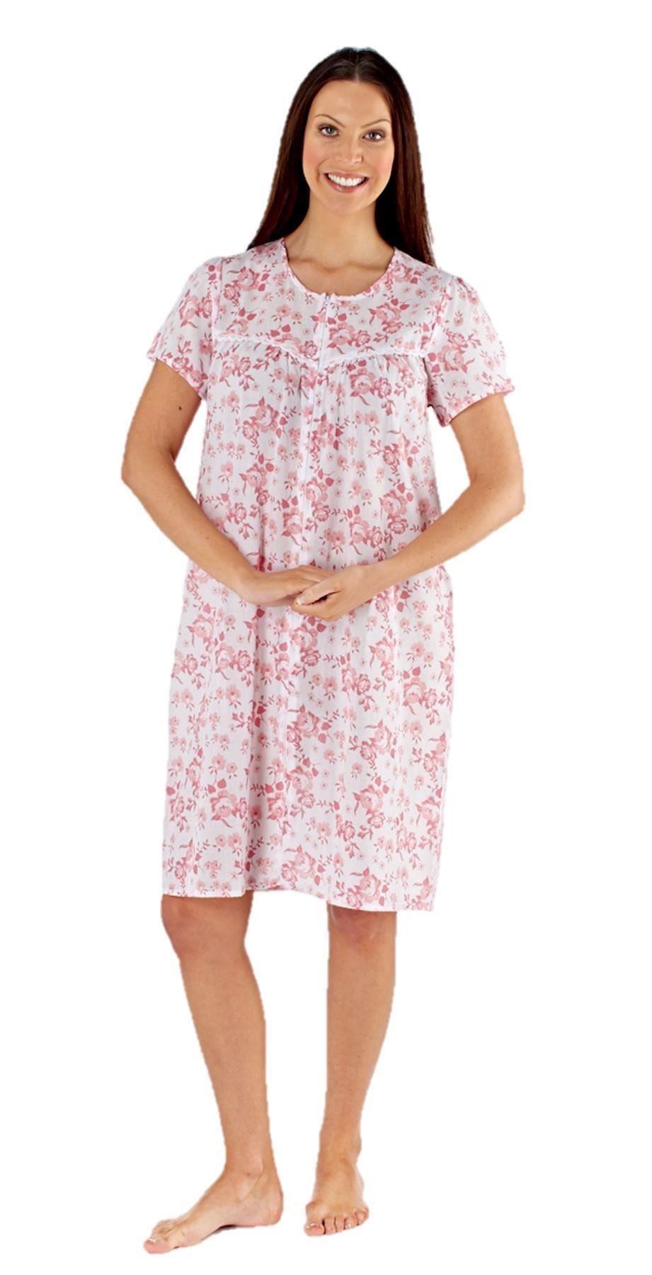 ladies nightdress full zip up front nightie 10 12 14 16 18 20 22 24 eBay