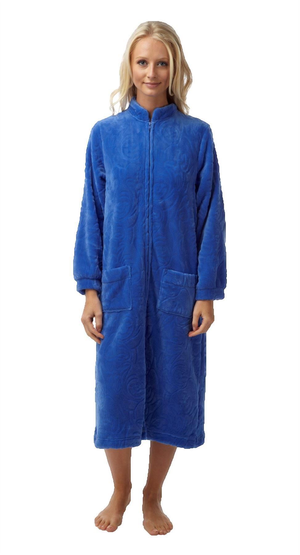 ladies dressing gown zip front size 16 18 20 22 24 26 MA05338 eBay