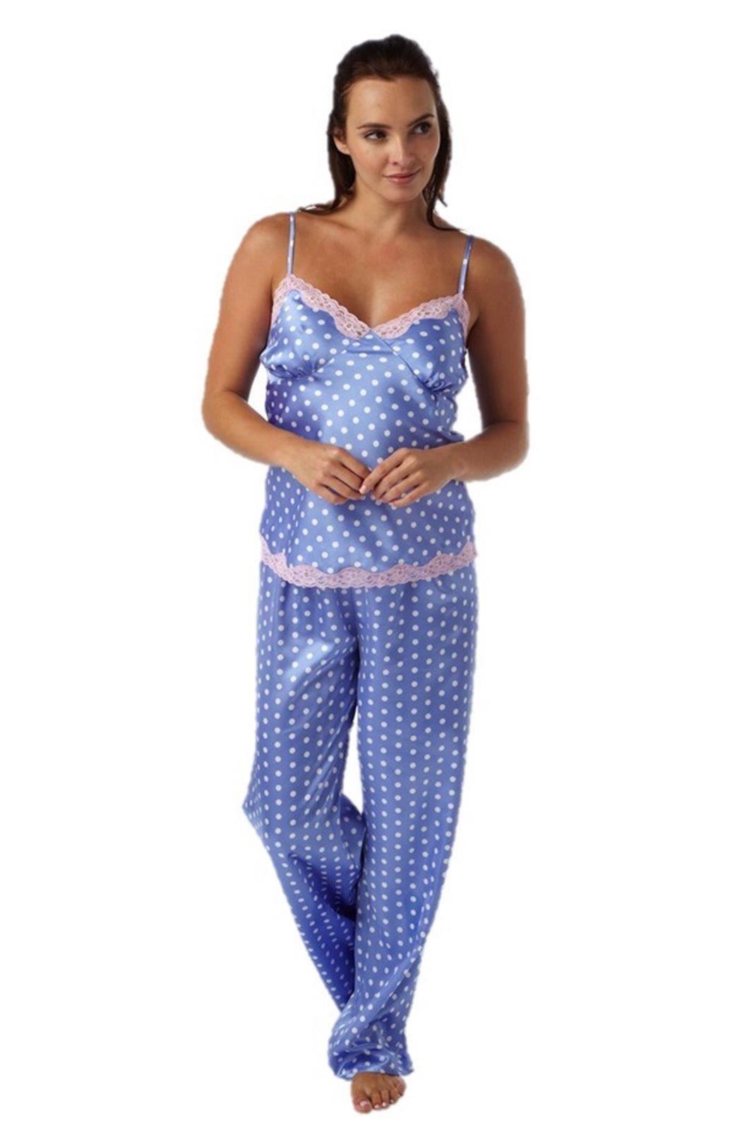 Womens Ladies Satin PJ Set Pyjamas Pajama Nightwear Sleep Wear eBay