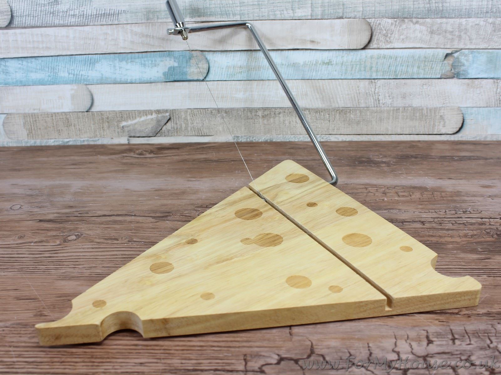 Cheese wedge shape wood slicing cutting board with wire cutter set eBay