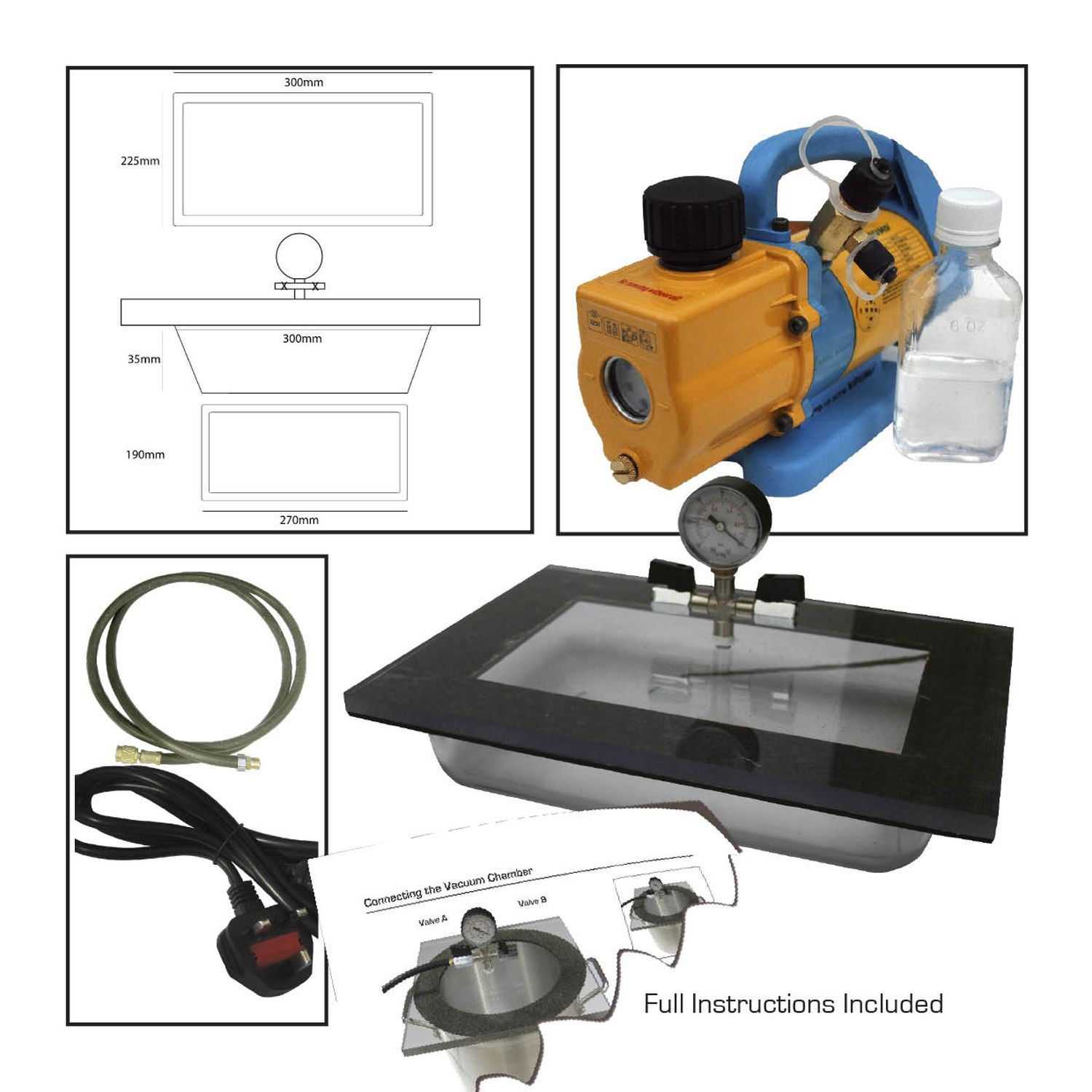 Glass Vacuum Degassing Chamber, Rectangle, 2.5 L Resin, silicone, 1.5