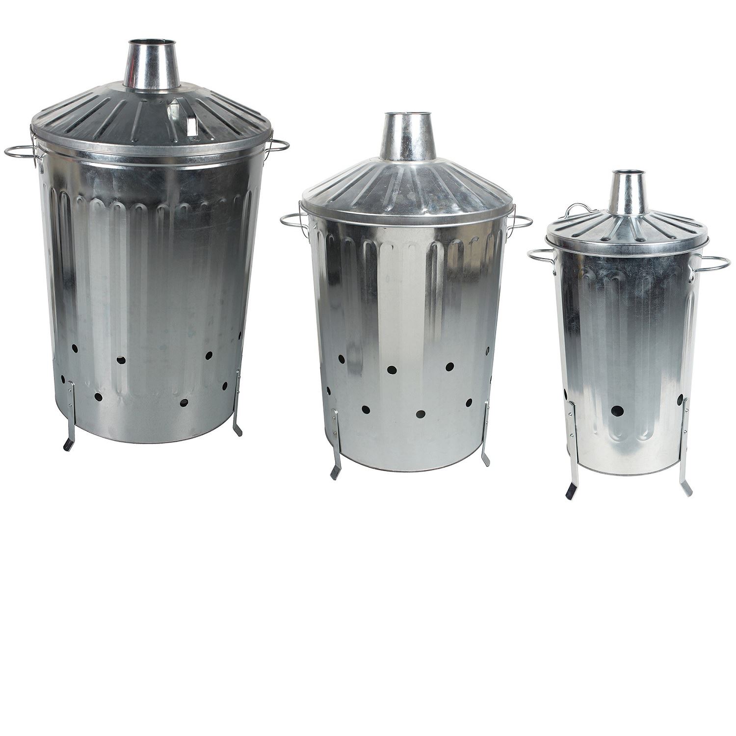 Small Medium Large Metal Incinerator Fire Burning Bin with Locking Lid