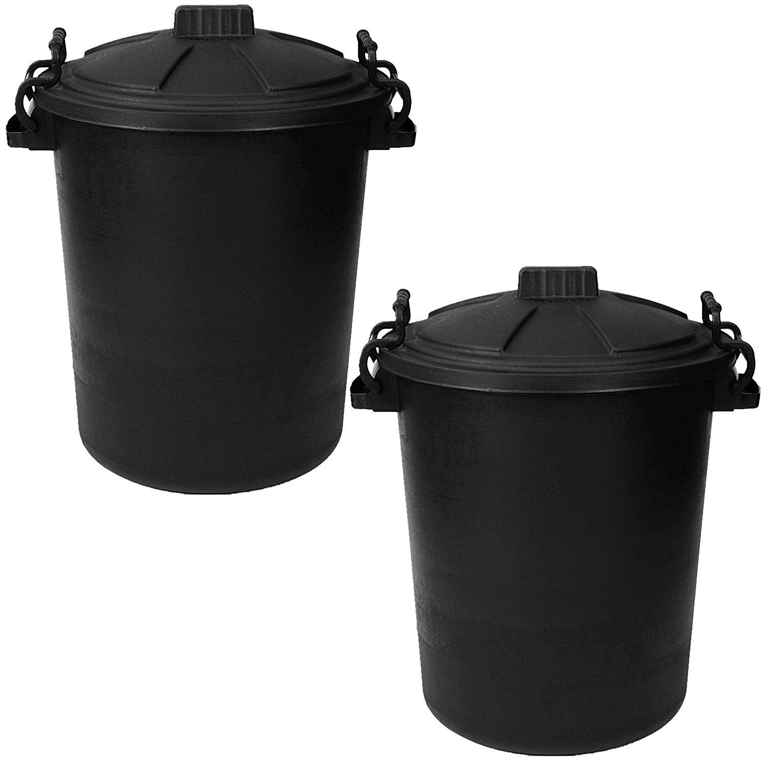Large Black Plastic Dustbin Garden Storage Unit Bin Clip On Locking Lid