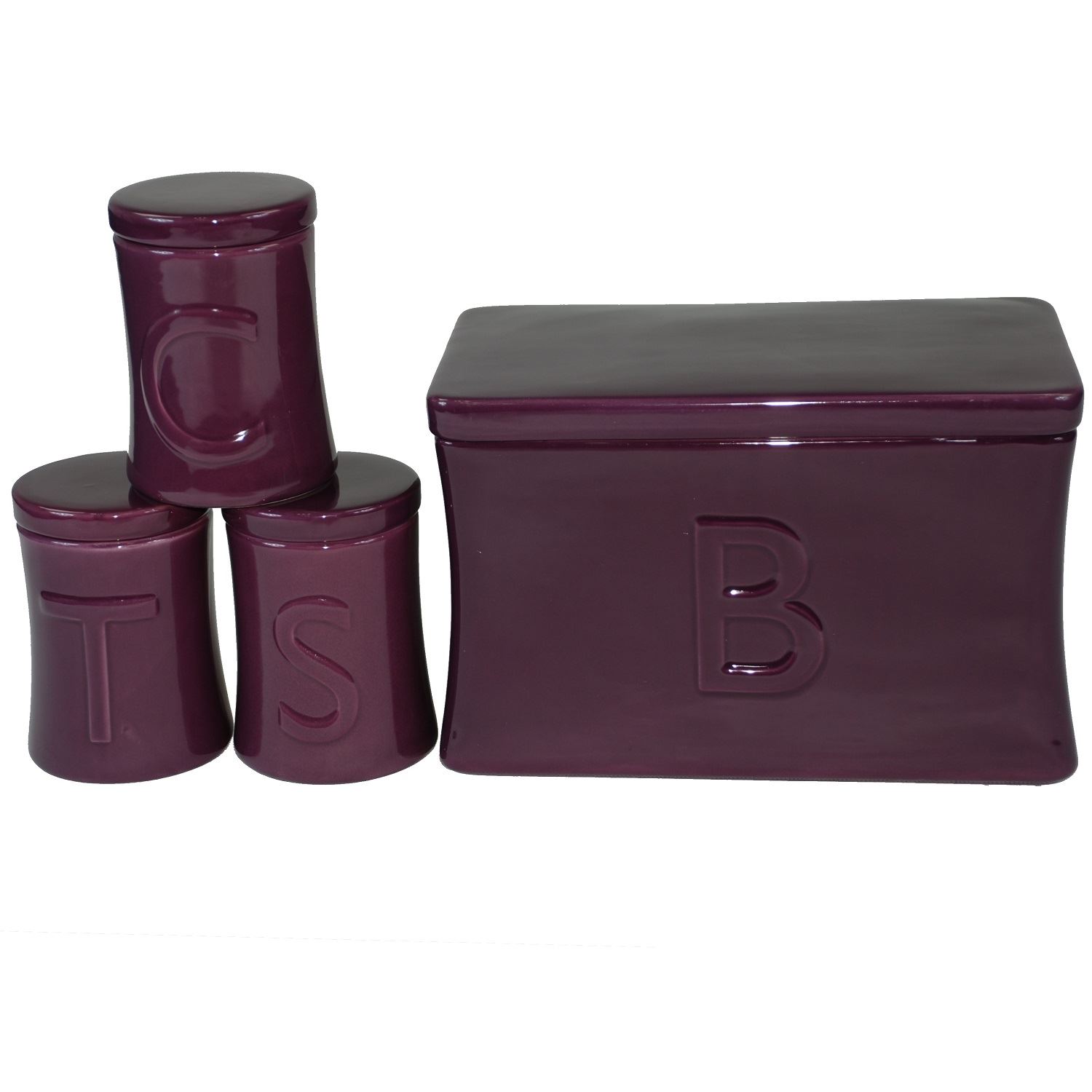 Ceramic Tea Coffee Sugar Jar Bread Bin Kitchen Storage Bin Jar Mulberry