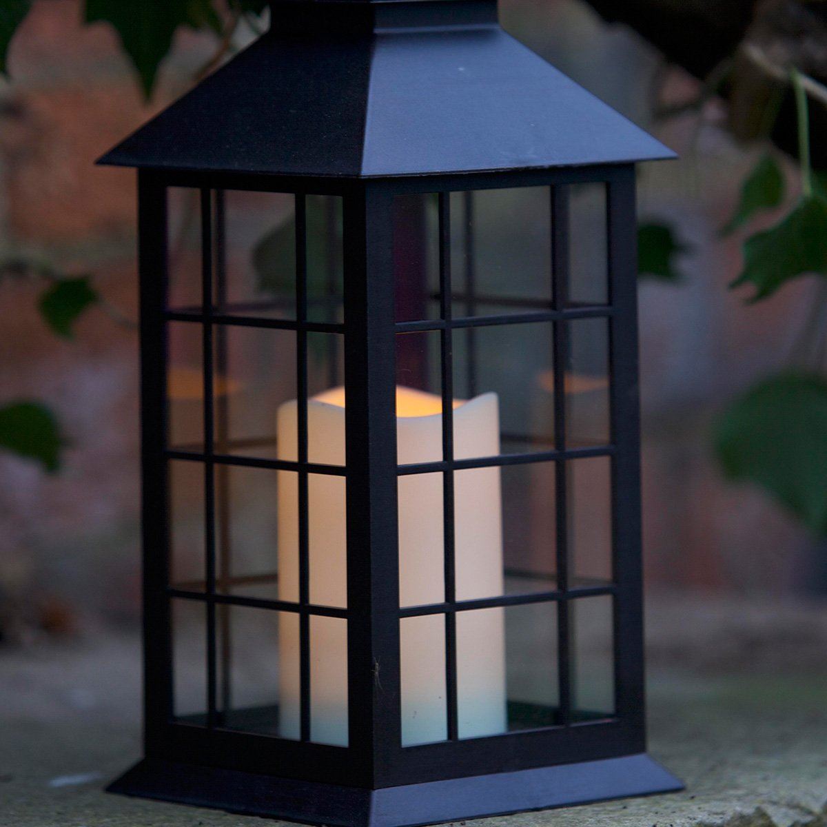 Battery Operated Window Lantern with Timer LED Candle Indoor Outdoor
