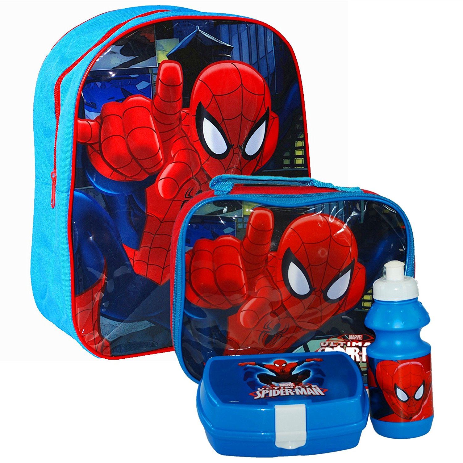Spiderman Backpack Bag Lunch Bag Case with Sandwich Box & Drinking