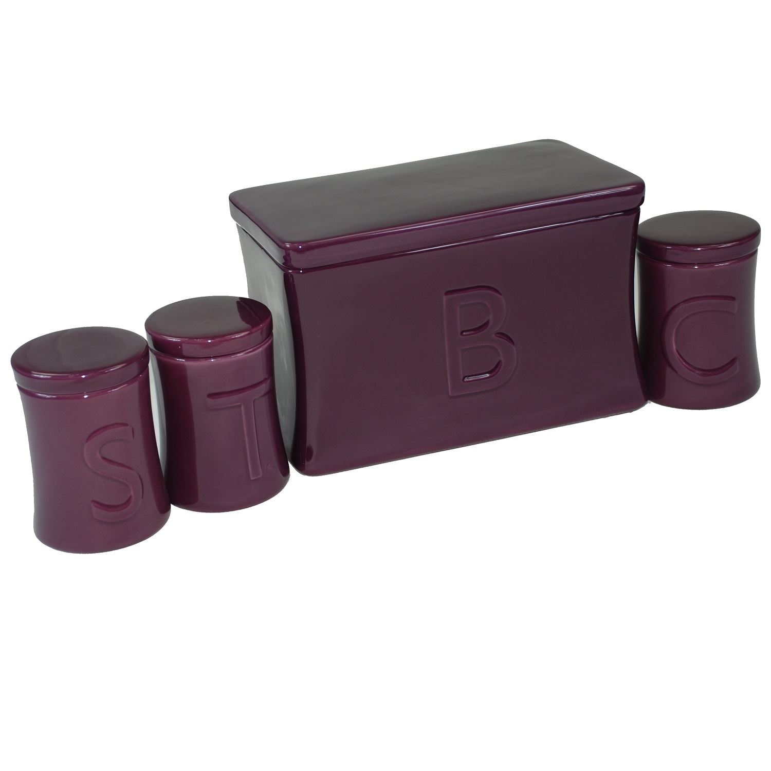 Ceramic Tea Coffee Sugar Jar & Bread Bin Kitchen Storage Bin Mulberry