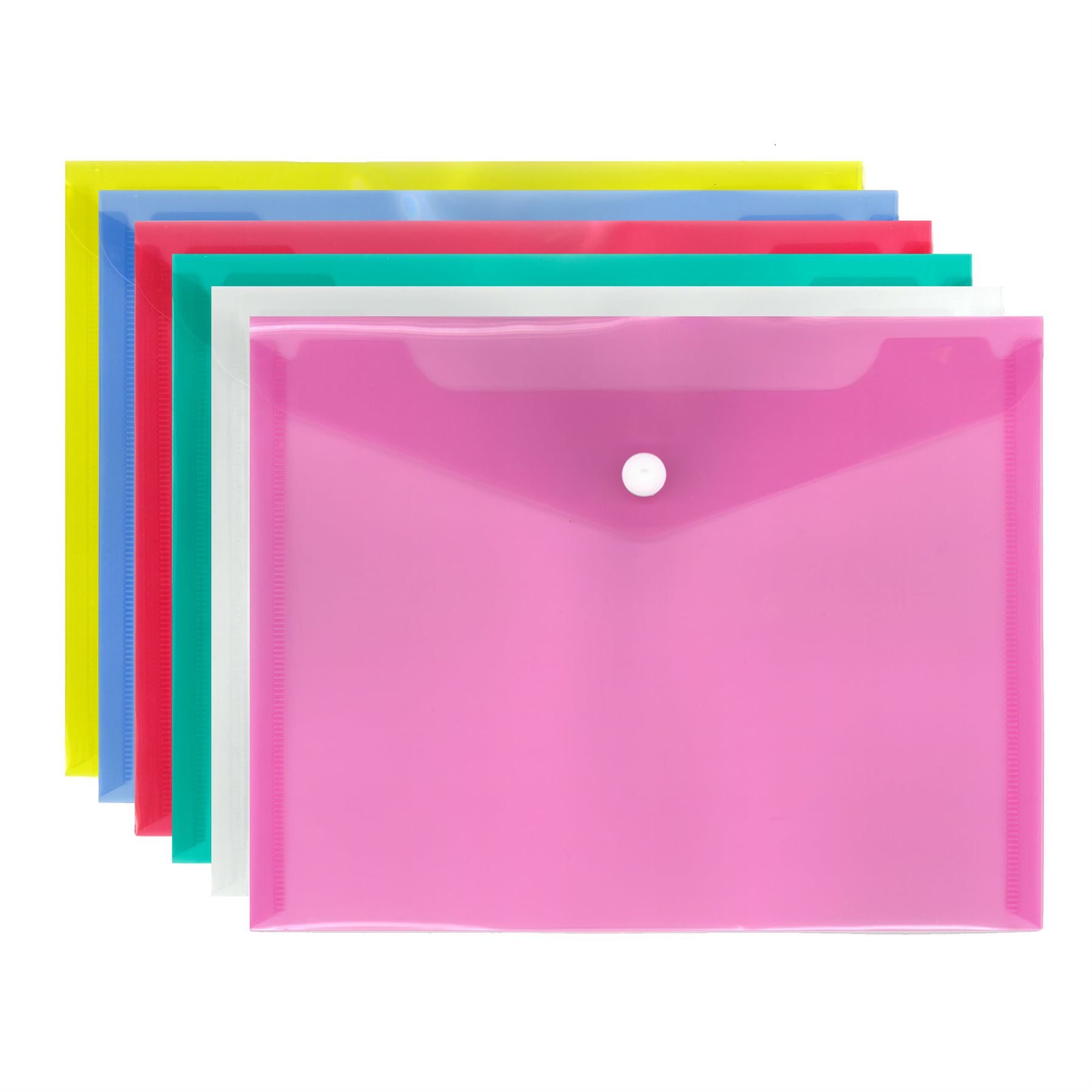 A4 A5 Popper Wallet Folder Document Bag Assorted Colours (Pack of 12
