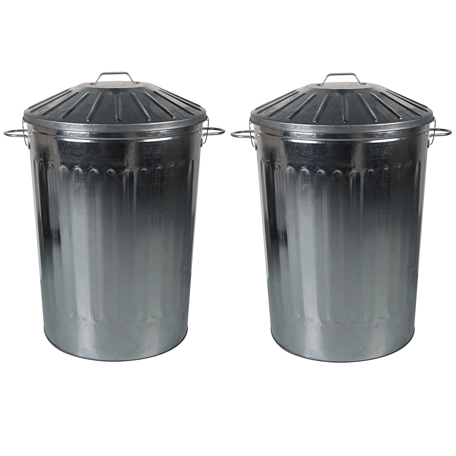 2 x 125L Extra Large Metal Dustbin Home Garden Unit Bin with Special