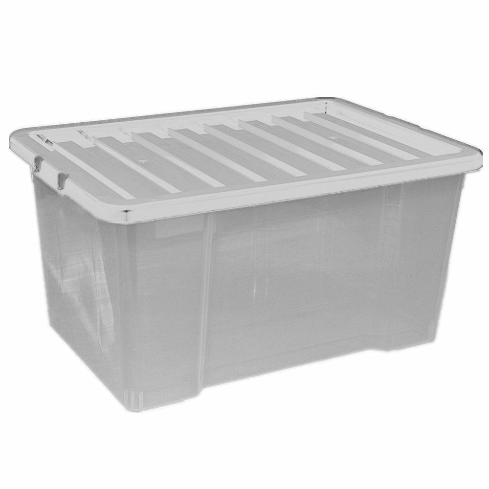 Large Plastic Storage Clear Box with Clear Lid Container Made In U.K