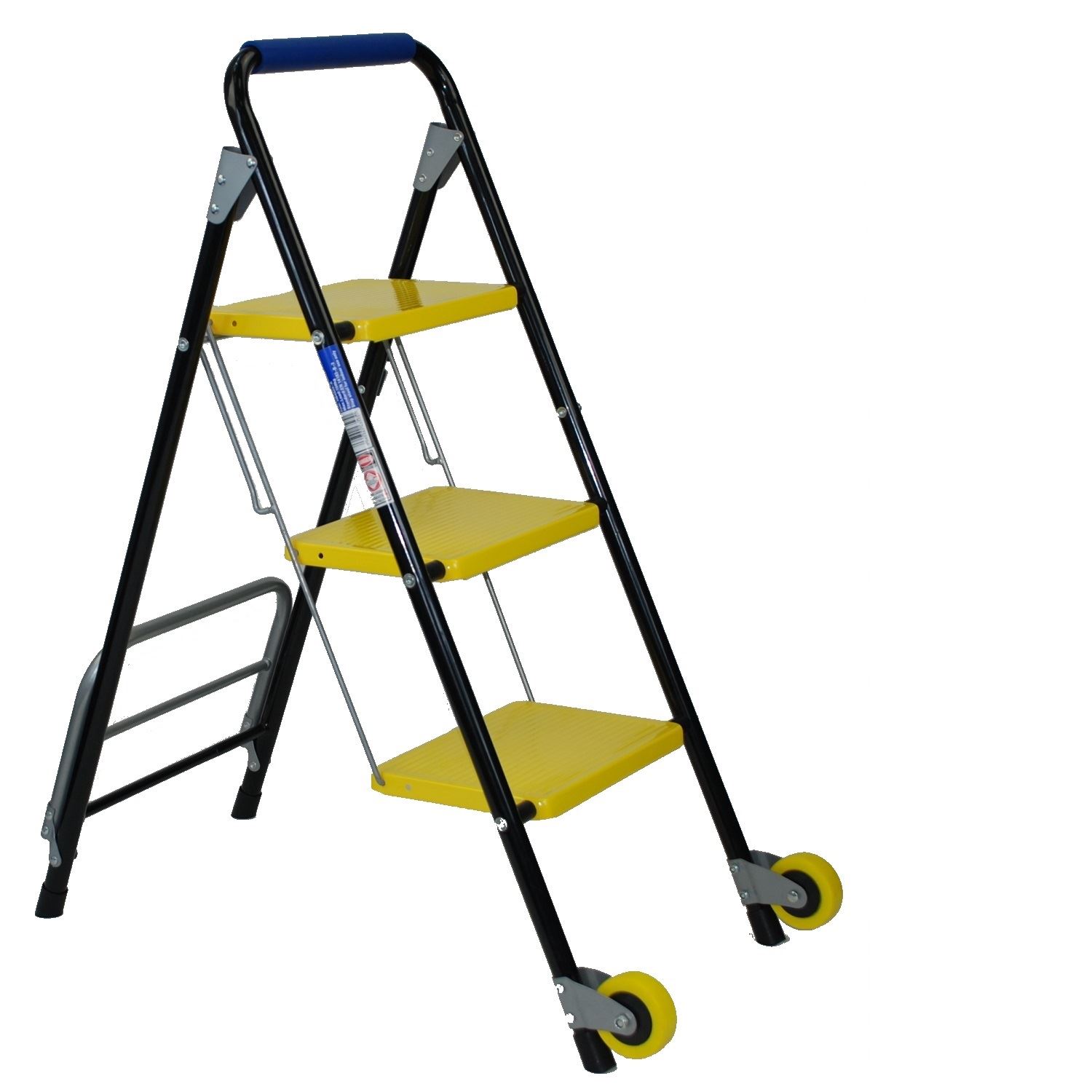 2 In 1 Folding Trolley with 3 Step Ladder Safety Non Slip Mat Heavy