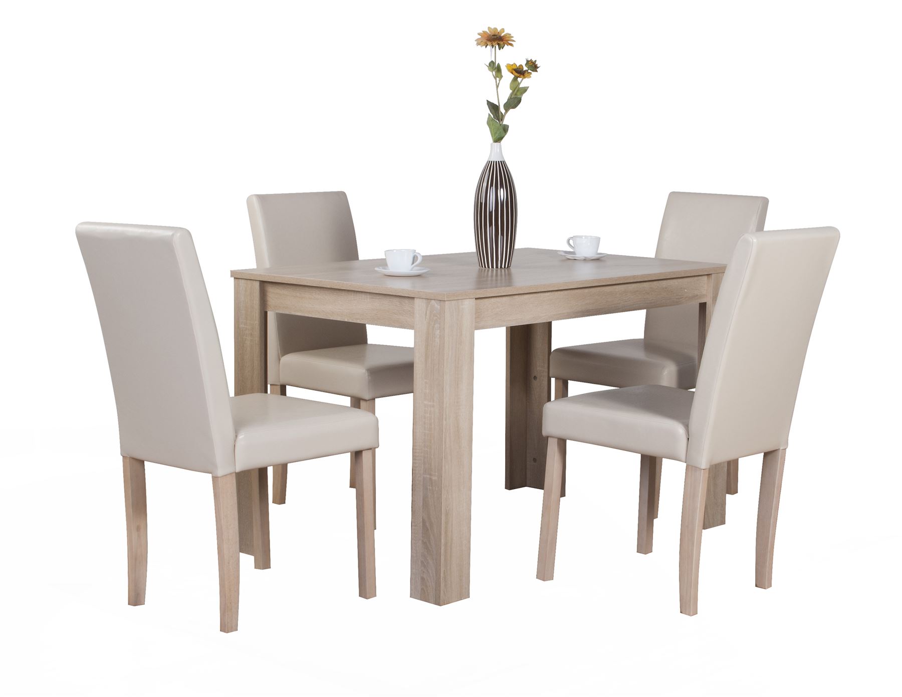 Dover White Oak Effect Wooden Dining Table And 4 Or 6 High Back Dover White Oak Effect Wooden Dining Table And