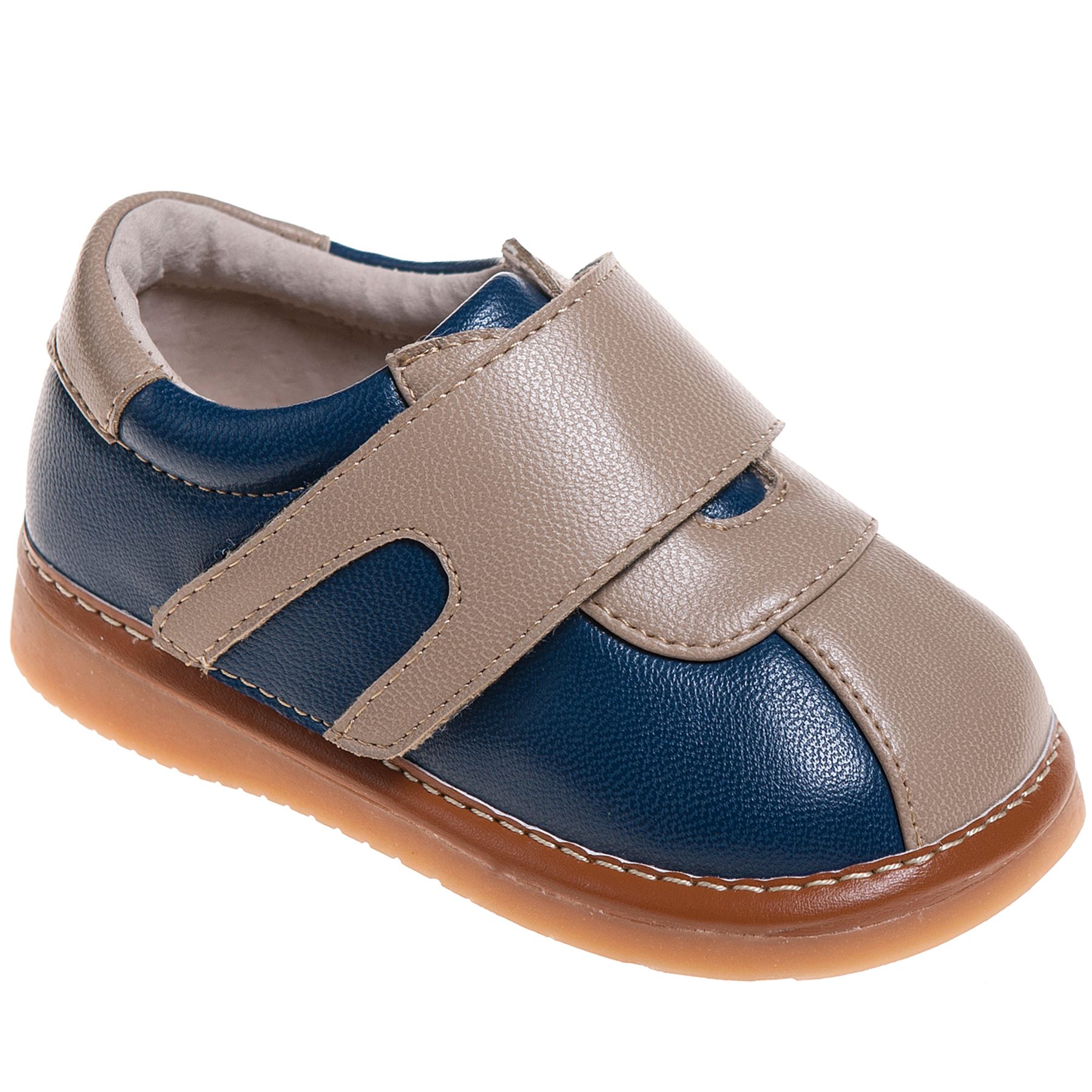 Little Blue Lamb Boys Girls Toddler Leather Squeaky Shoes Navy Blue