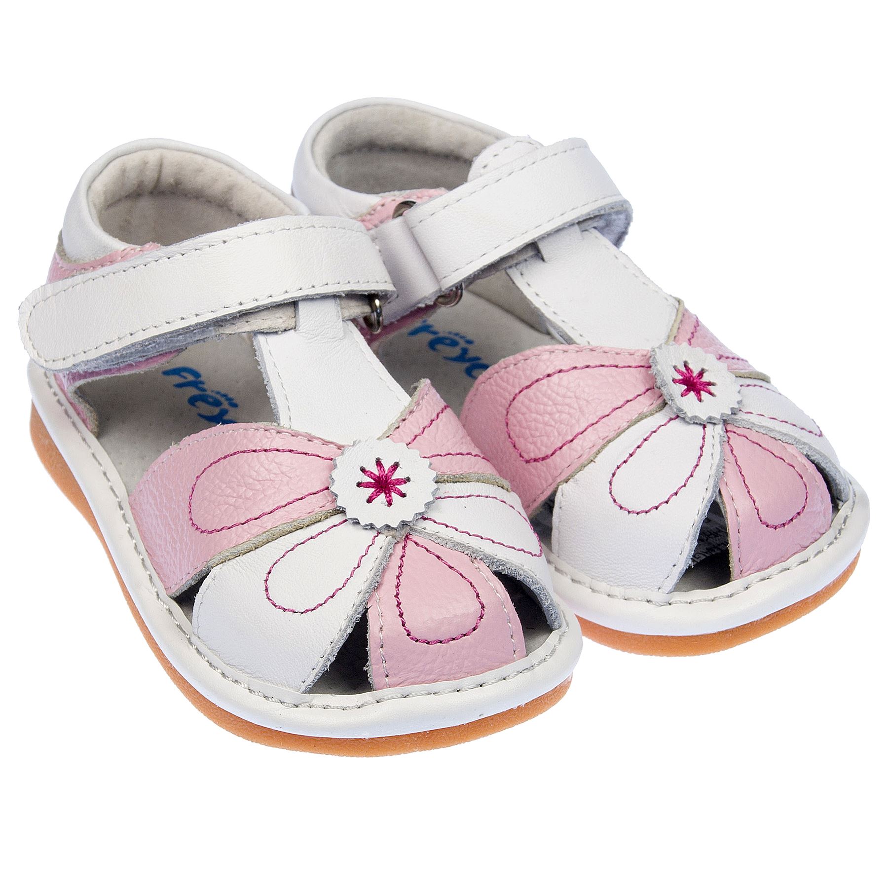 Mädchen Kleinkind Kinder echt Leder QuietschSchuhe Sandalen weiß & rosa eBay