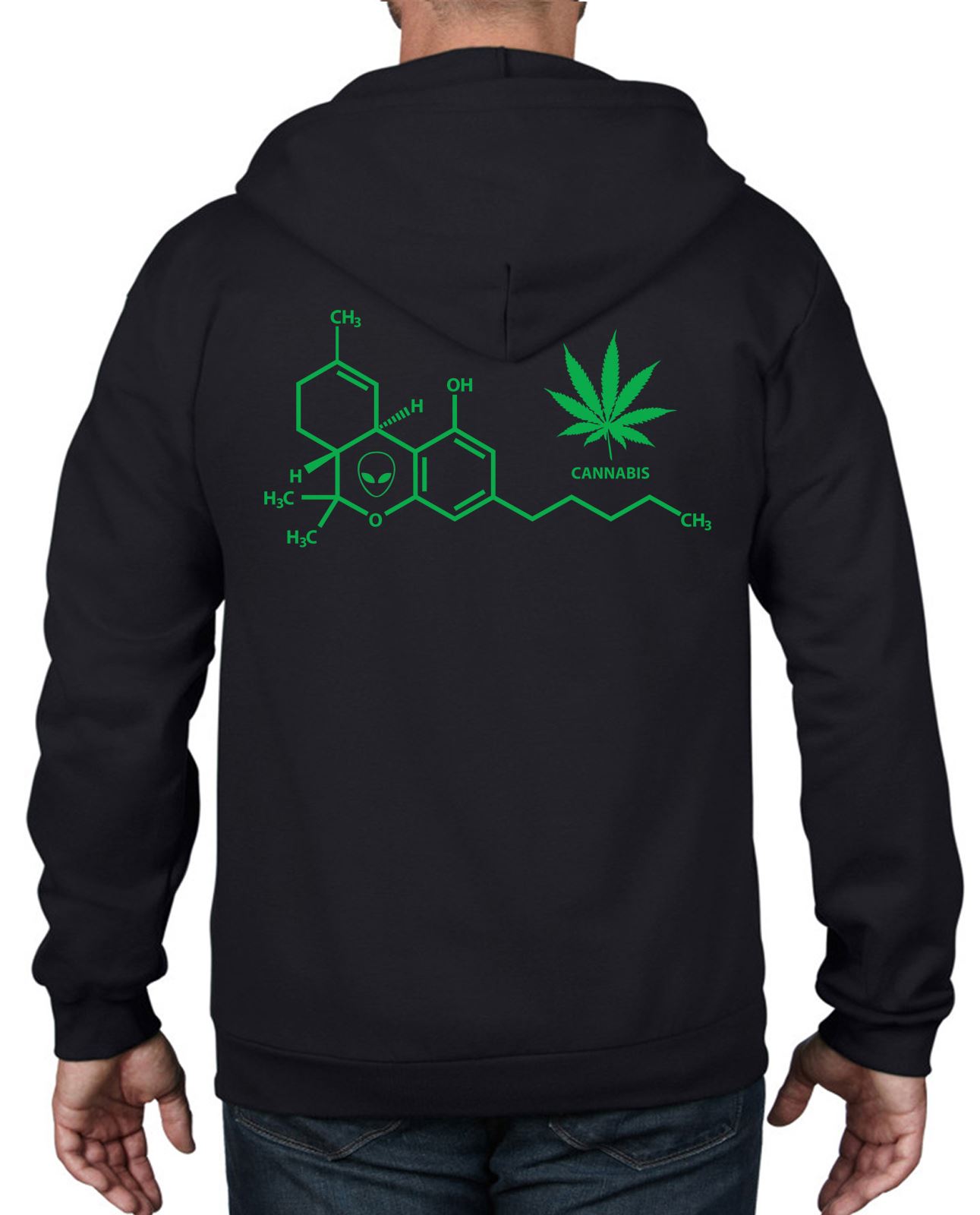 Cannabis Chemical Formula Full Zip Hoodie Weed Skunk Hydroponics