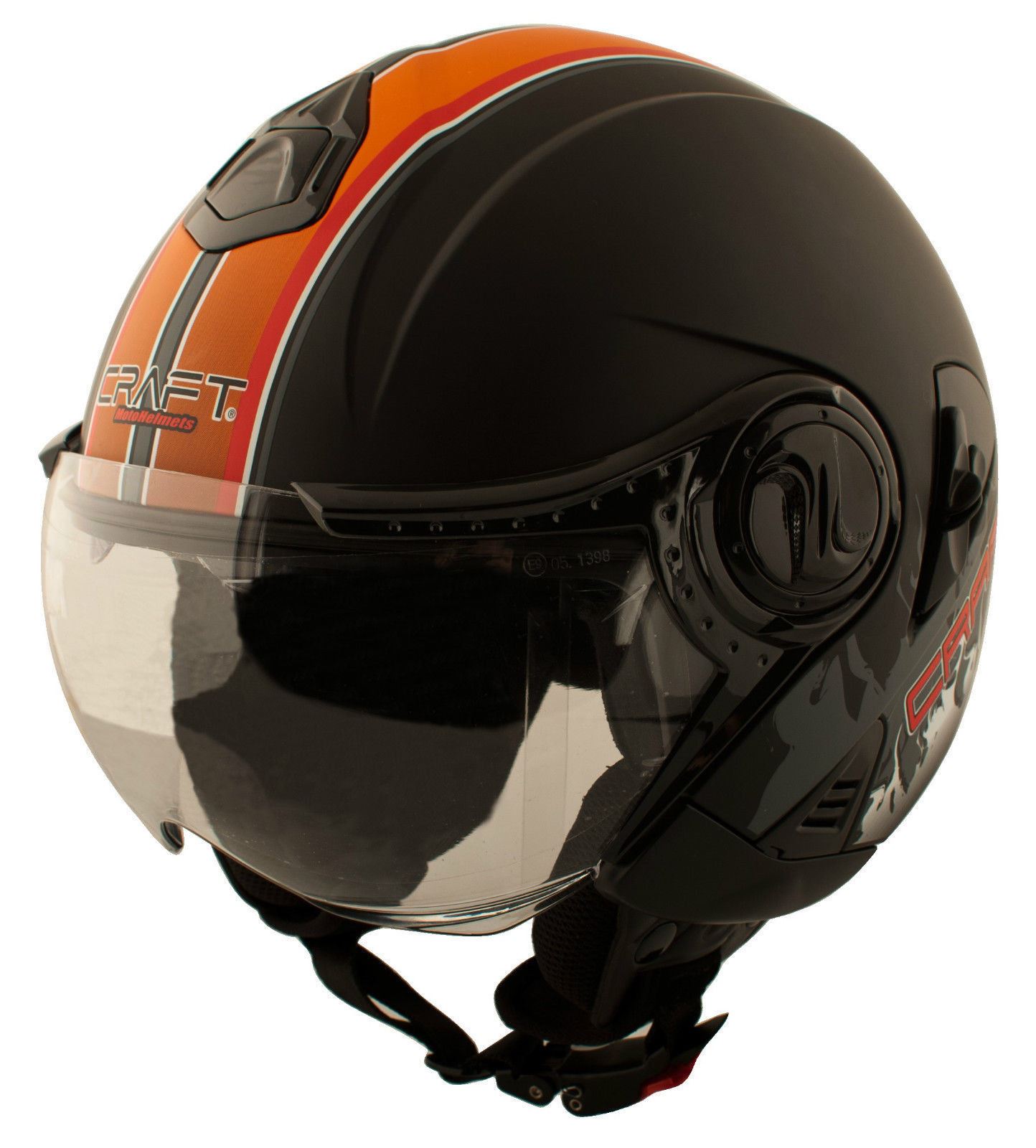 Craft x16 Open Face Motorcycle Helmet Orange Black 59 60 cm with Inner
