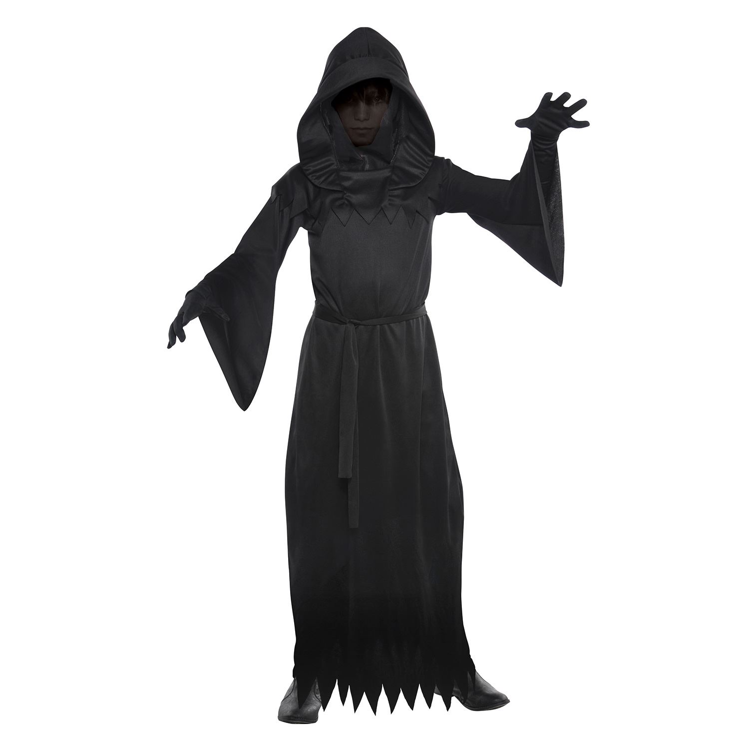 New Halloween Children Phantom of Darkness Costume Black Hooded Robe