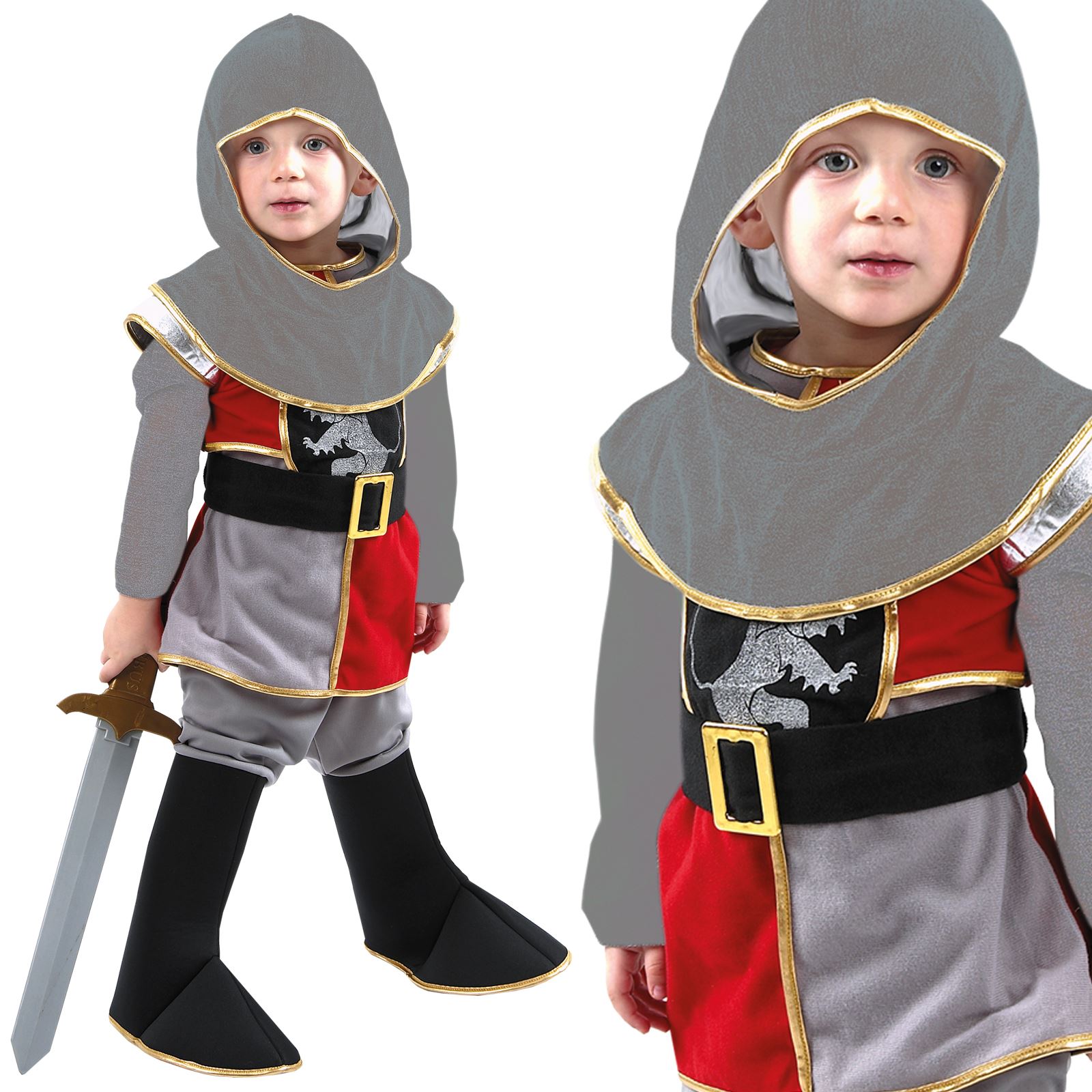 Boys Kids Medieval Tudor King Knight Fancy Dress Up Costume Outfit New