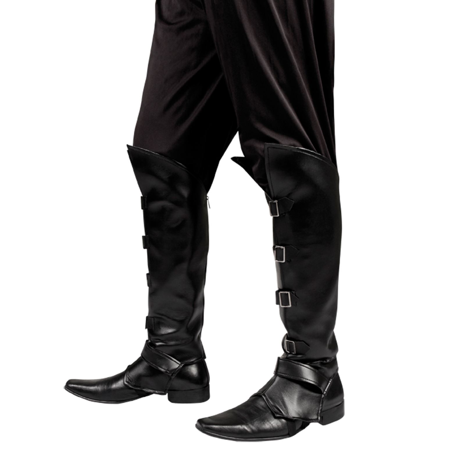 Mens Ladies Black Boot Top Covers Medieval Peter Pan Pirate Steam Punk