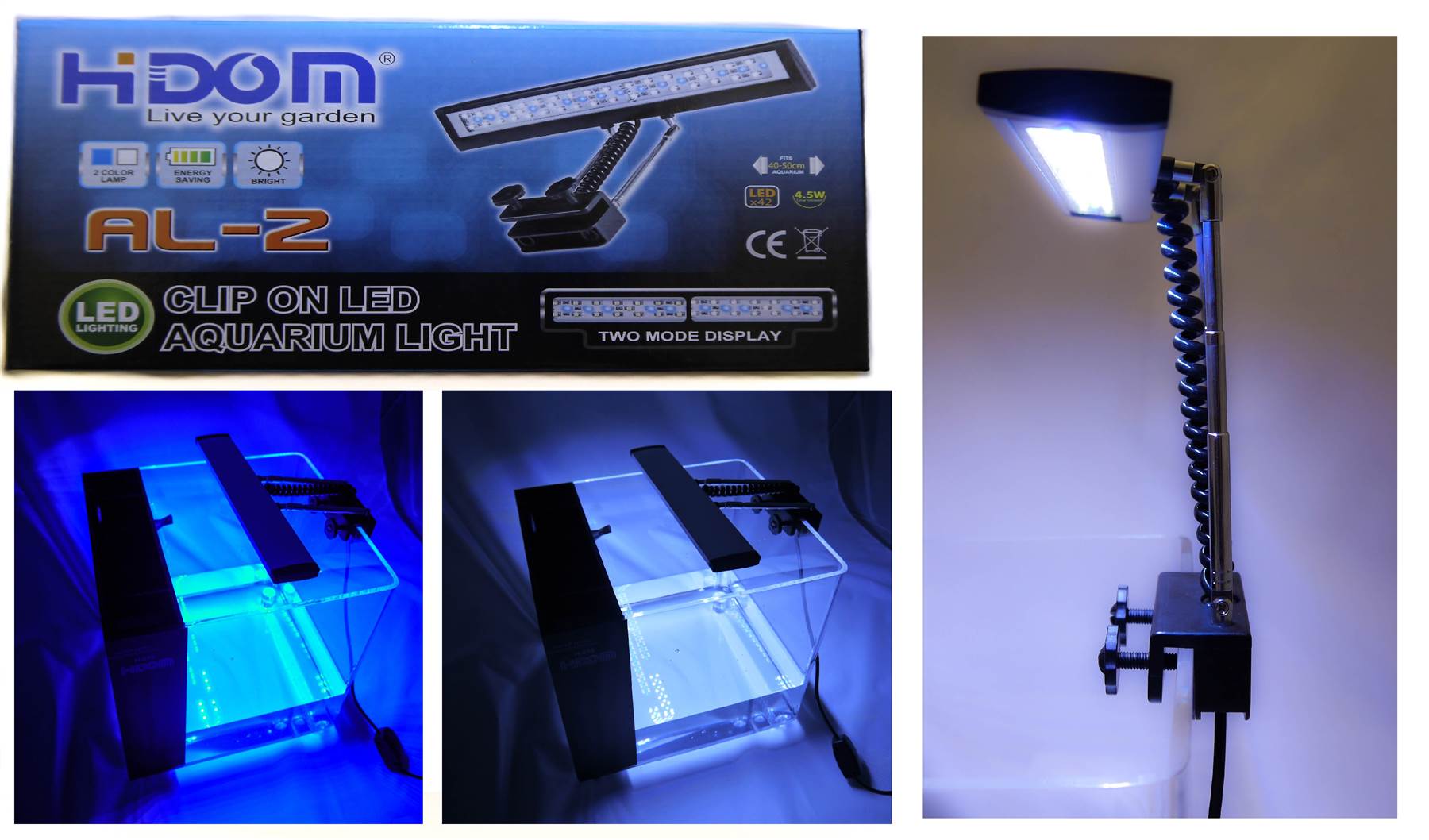Hidom 2 Mode Aquarium LED Clip On Light Overhead Fish Tank Lamp