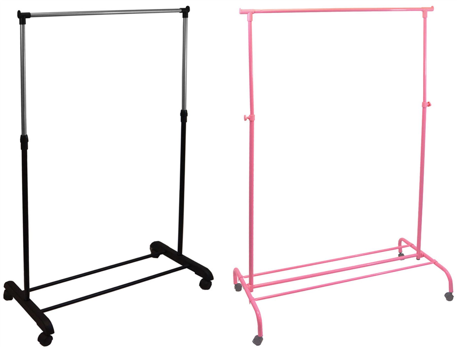 Single Garment Rack Silver Pink Adjustable Portable Clothes Hanging