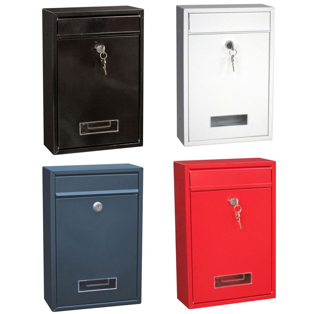 Steel Square Post Box Large Mailbox Lockable Mail Wall Mounted By Home