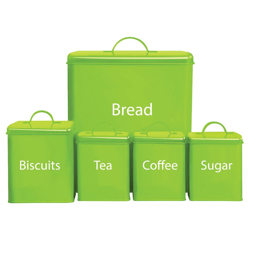 5 Piece Storage Set Kitchen Bread Bin Sugar Coffee Tea Biscuits By Home
