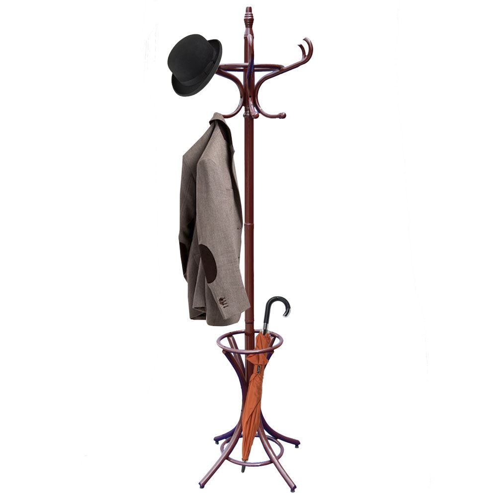 Coat Stand Mahogany Hook Coat/Hat/Jacket/Umbrella Standing Bentwood