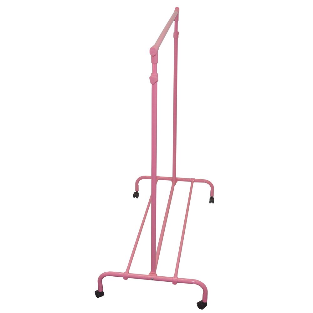 Single Garment Rack Pink Clothes Portable Hanging Rail Wheels By Home